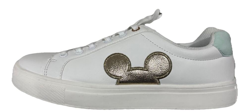 Disney Mickey Mouse Aldi White Gold Low Top Sneakers Womens 9 Shoes